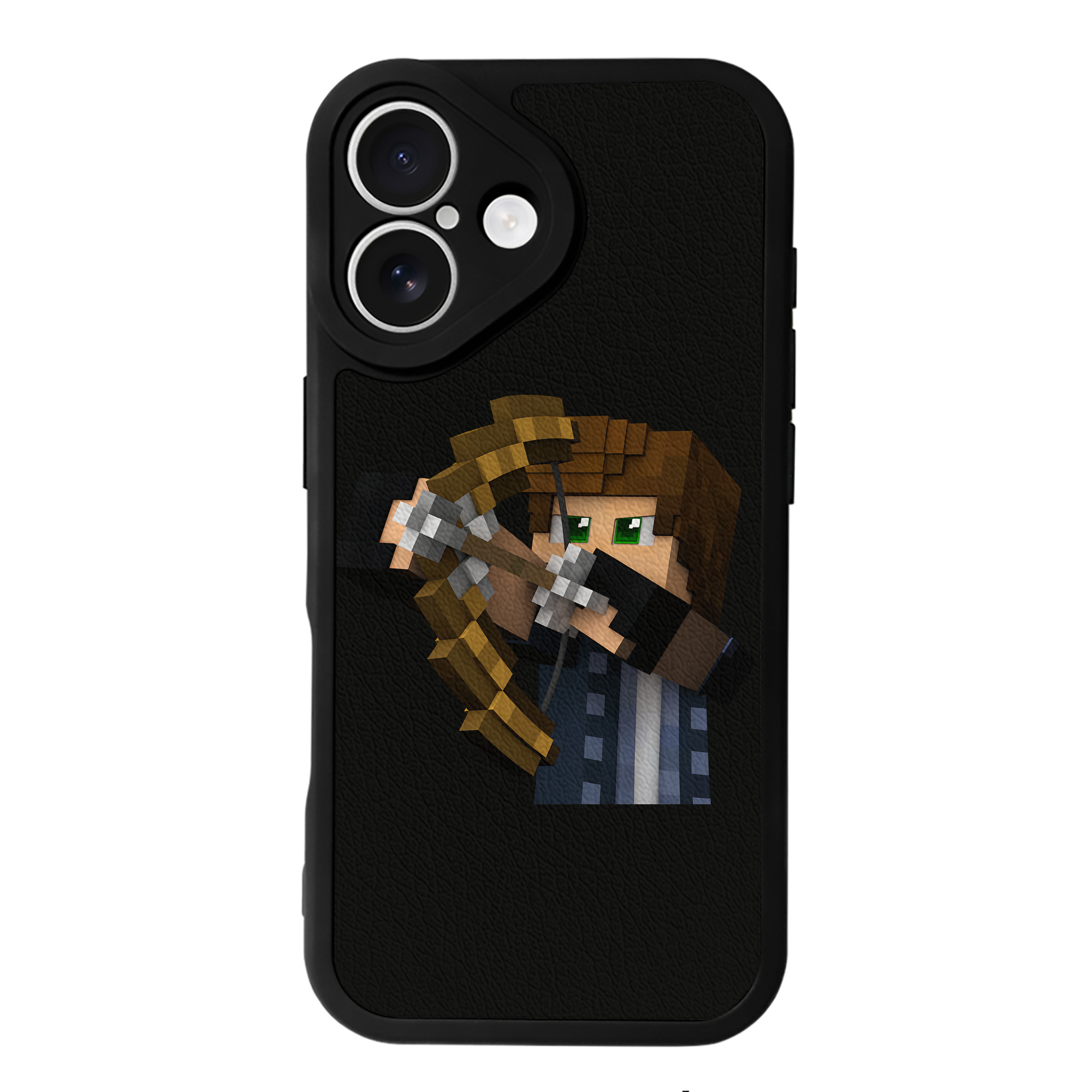 （画像用） マインクラフト ブロックの世界 Minecraft MC Block world 【iPhone 16シリーズ対応】シリコンスマホケース（レザー調） 材質：シリコン